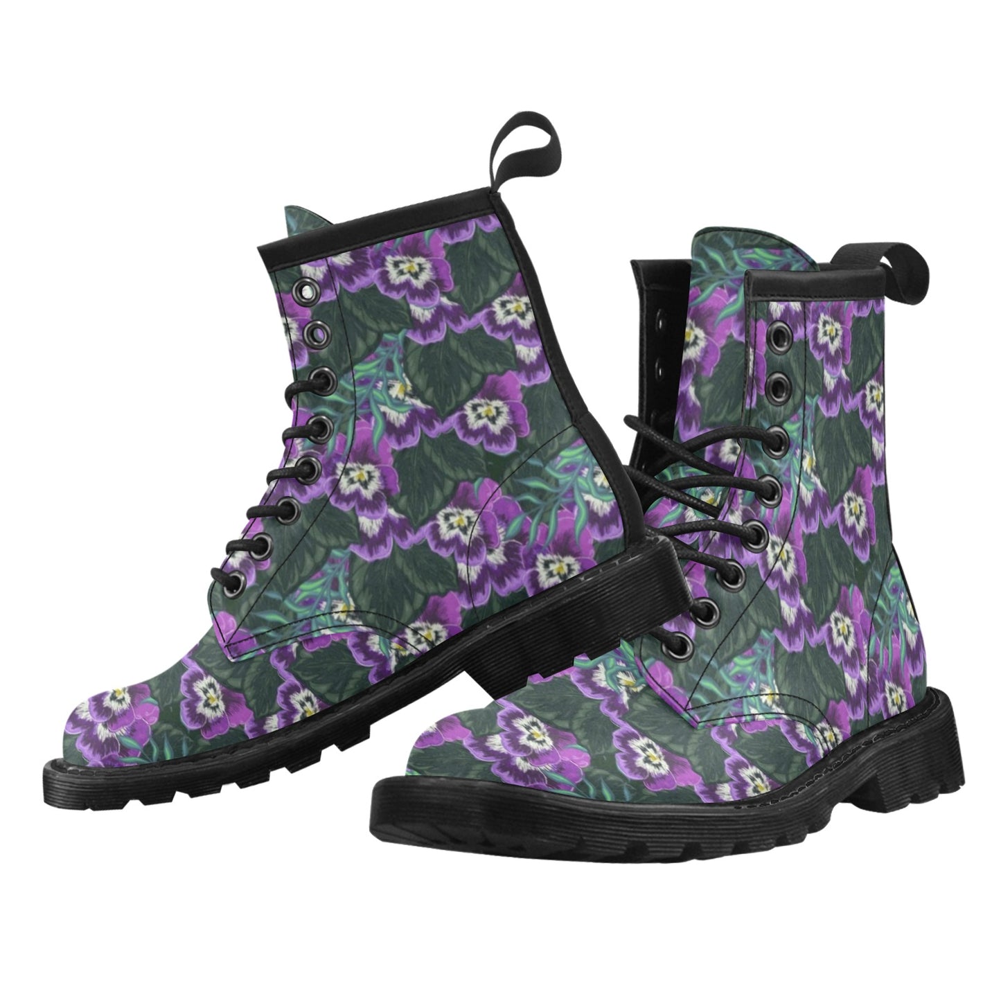 Pansy Pattern Print Design PS07 Women's Boots