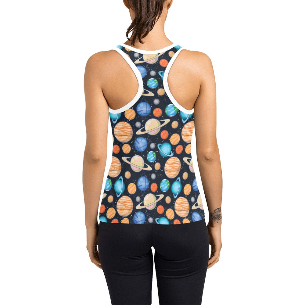 Planet Colorful Print Design LKS301 Women's Racerback Tank Top