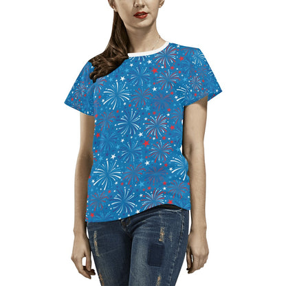 Firework Celebration Print Design LKS304 Women's  T-shirt