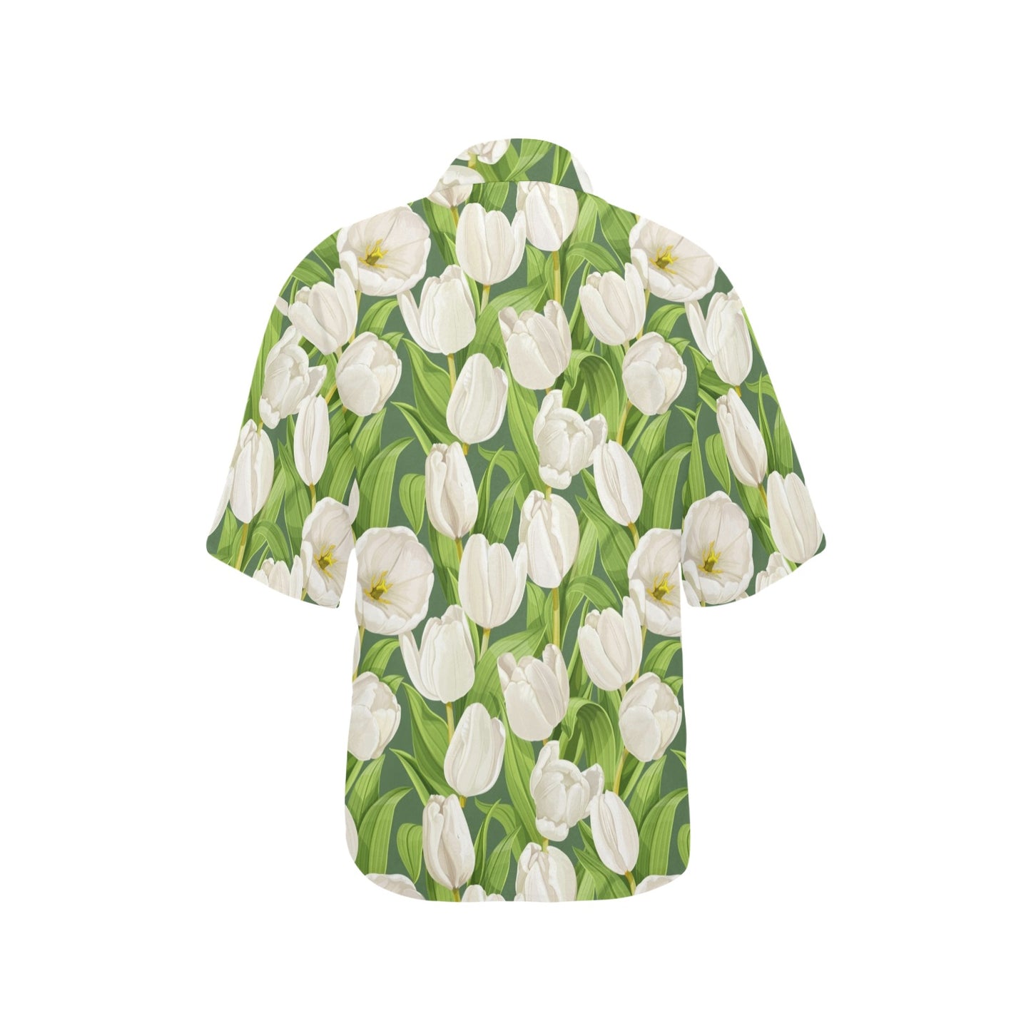 Tulip White Pattern Print Design TP05 Women's Hawaiian Shirt