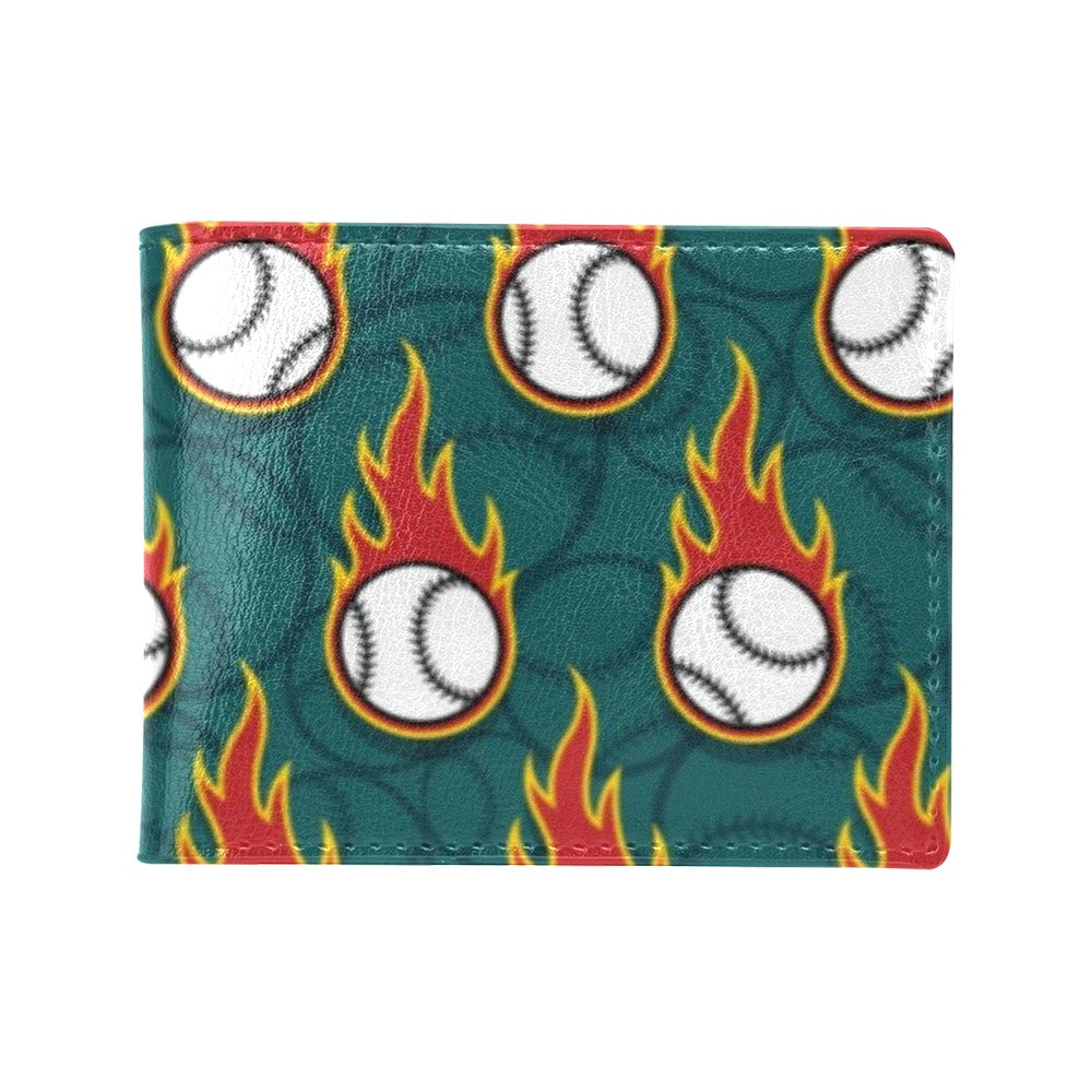 Baseball Fire Print Pattern Men's ID Card Wallet