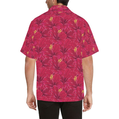 Hibiscus Red Pattern Print LKS308 Men's Hawaiian Shirt