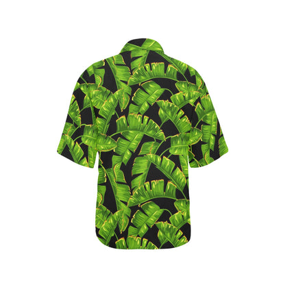 Banana Leaf Pattern Print Design BL06 Women's Hawaiian Shirt