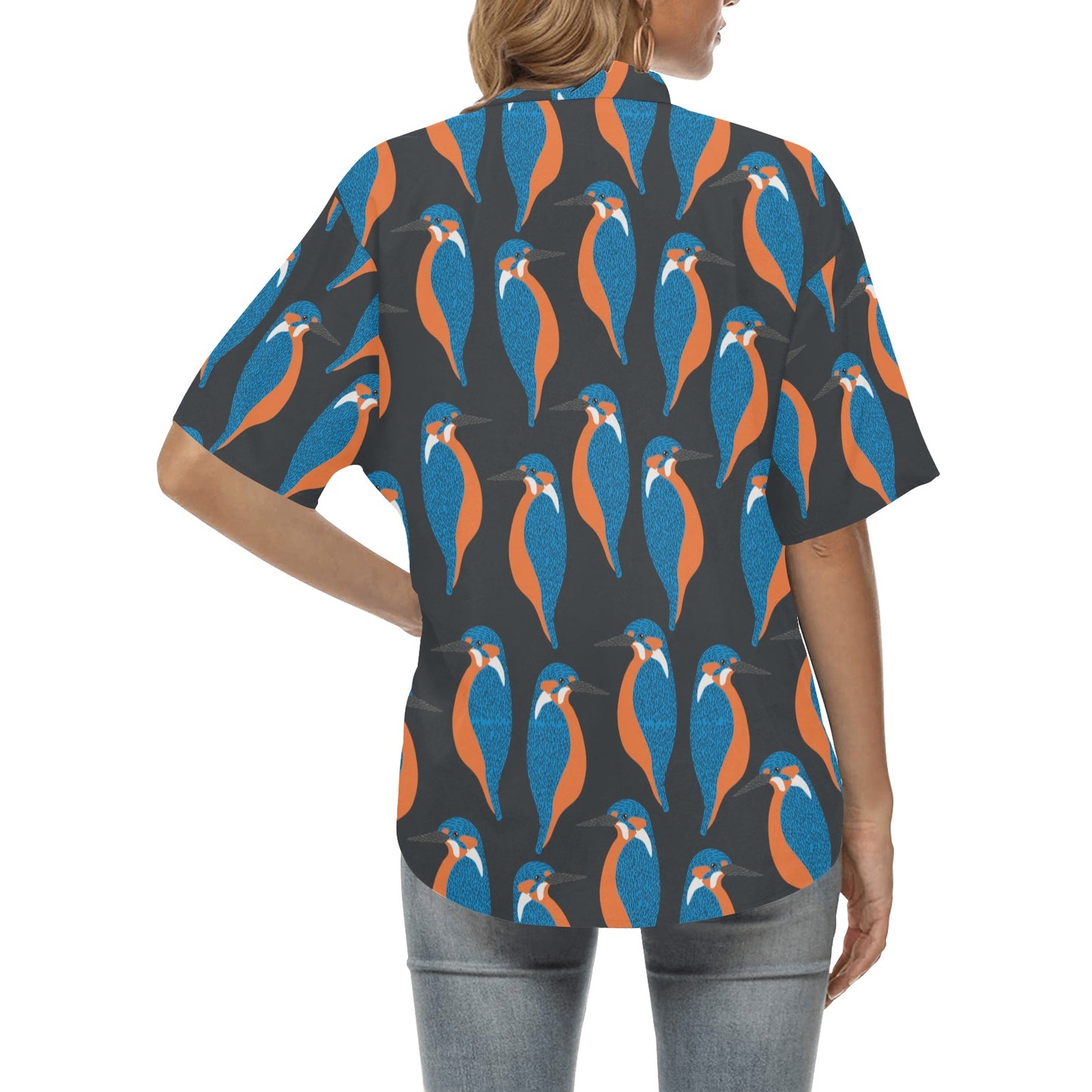 Kingfisher Pattern Print Design 03 Women's Hawaiian Shirt
