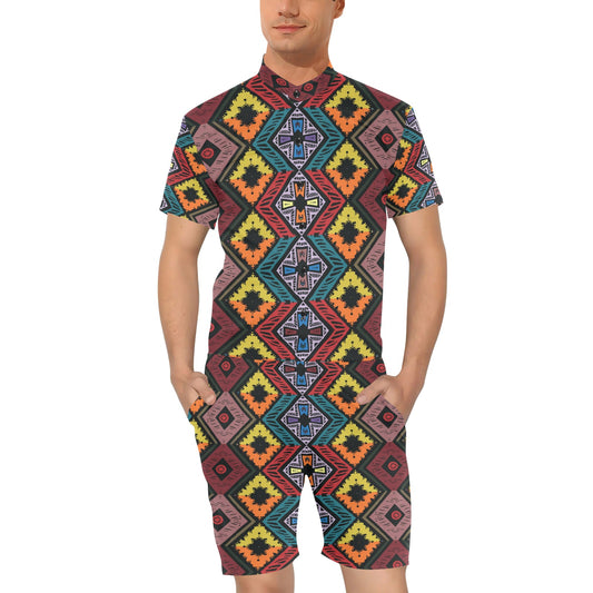 African Pattern Print Design 08 Men's Romper