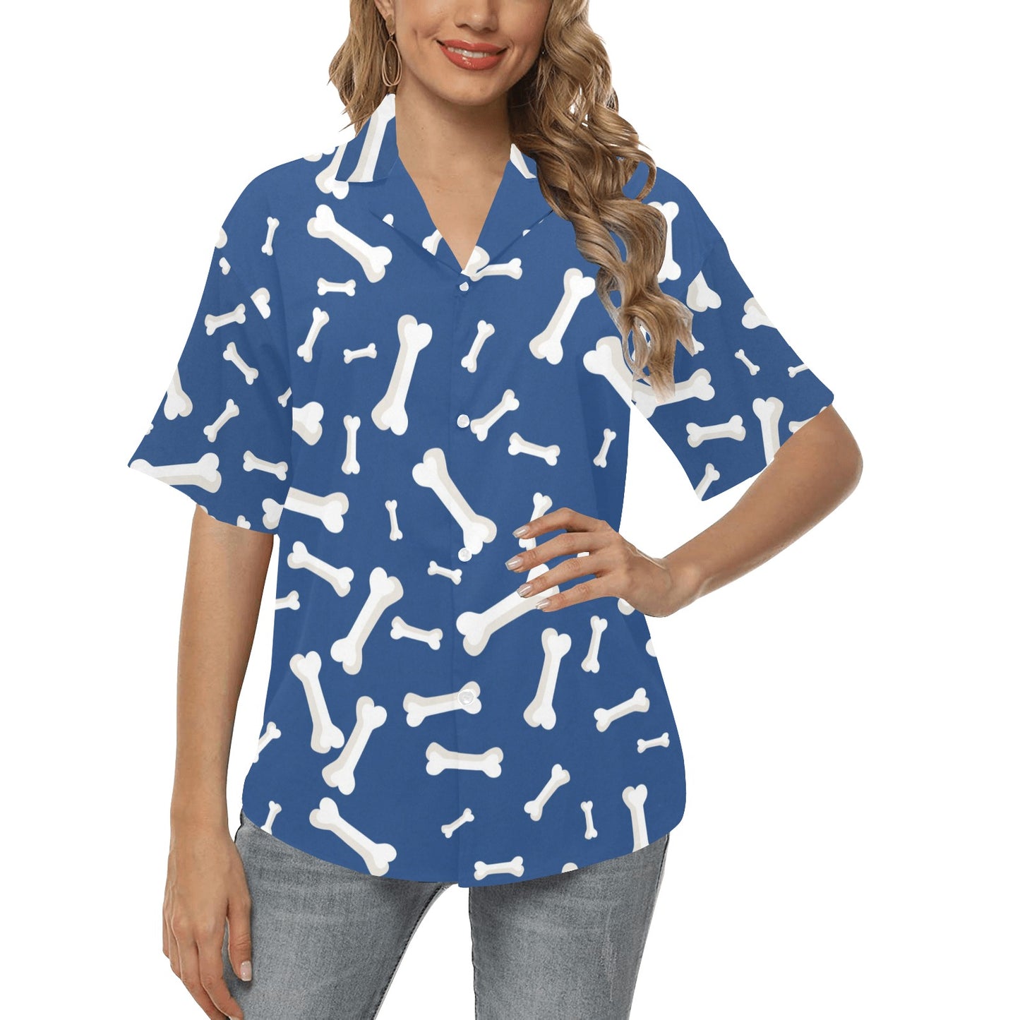 Dog Bone Pattern Print Design 03 Women's Hawaiian Shirt