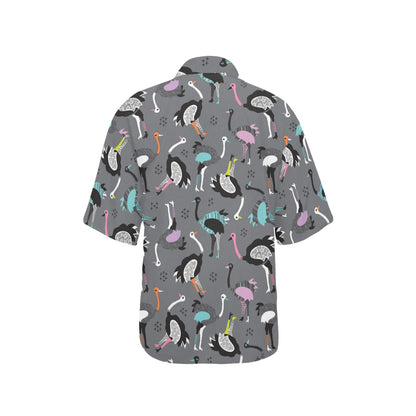 Ostrich Pattern Print Design 01 Women's Hawaiian Shirt