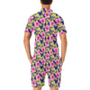 Pink Hibiscus Pattern Print Design HB027 Men's Romper