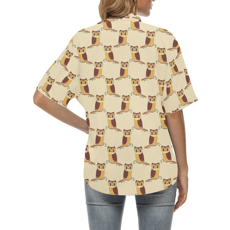 Owl Pattern Print Design A07 Women's Hawaiian Shirt