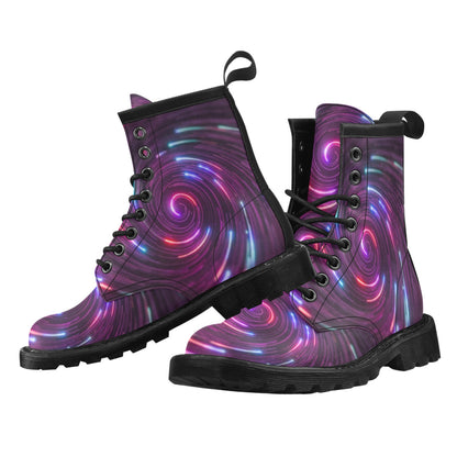 Vortex Twist Swirl Purple Neon Print Women's Boots