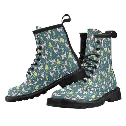 Llama with Cactus Design Print Women's Boots