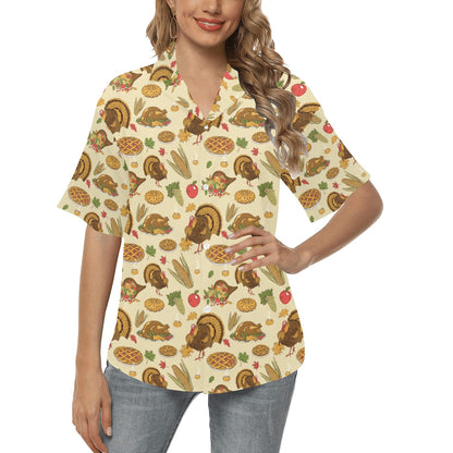 Thanksgiving Print Design LKS302 Women's Hawaiian Shirt
