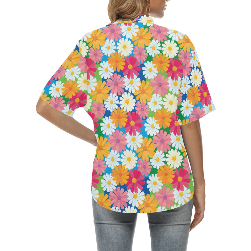 Daisy Pattern Print Design DS05 Women's Hawaiian Shirt