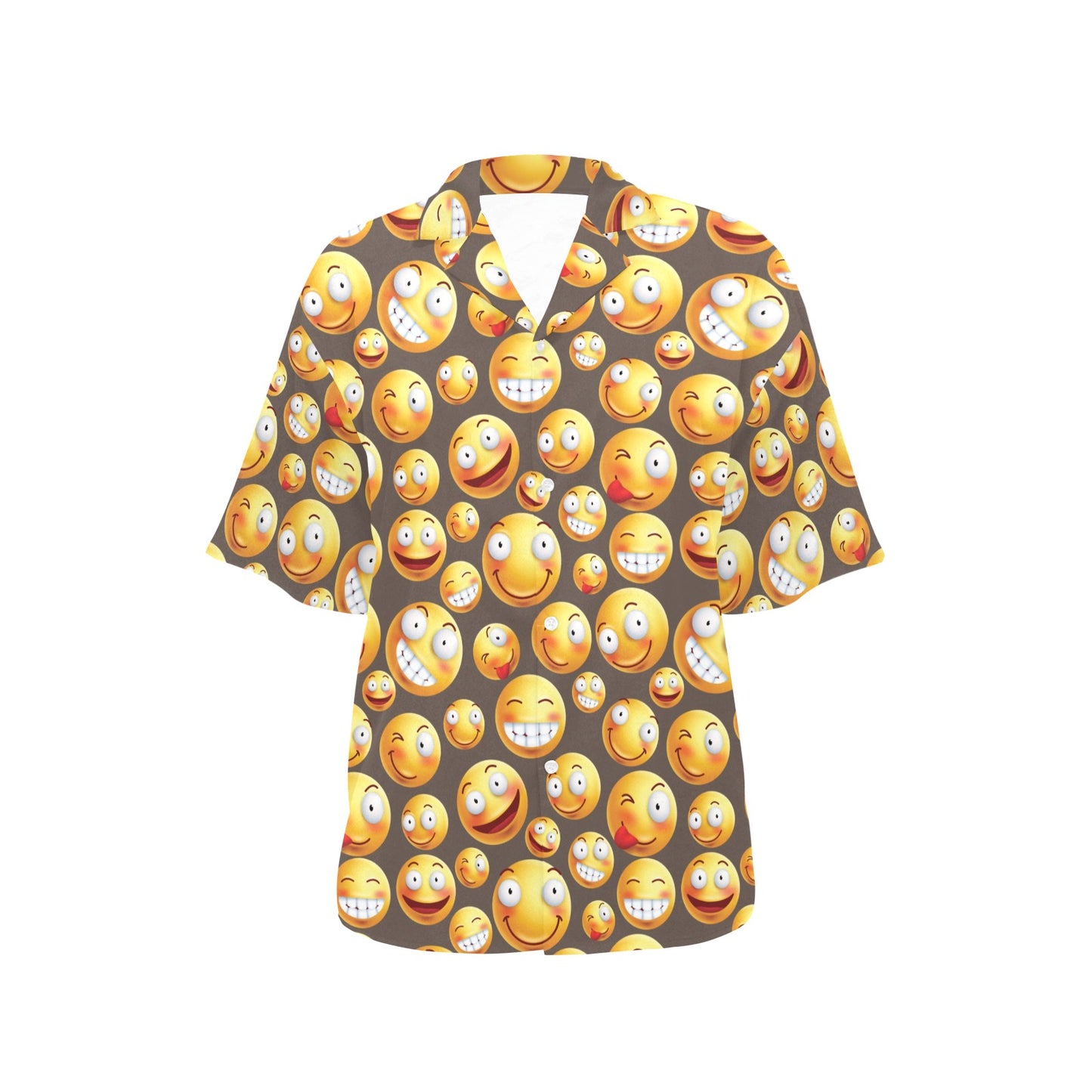Smiley Face Emoji Print Design LKS303 Women's Hawaiian Shirt