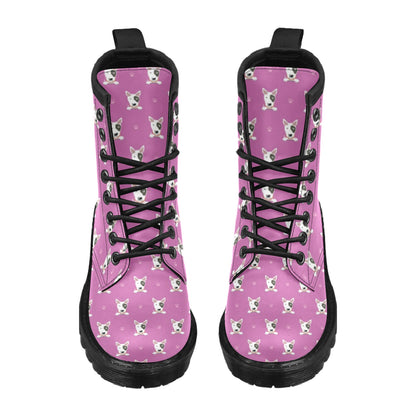 Bull Terrier Happy Print Pattern Women's Boots