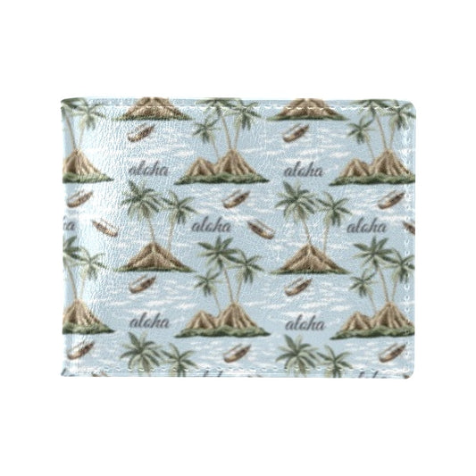 Aloha Hawaii island Design Themed Print Men's ID Card Wallet