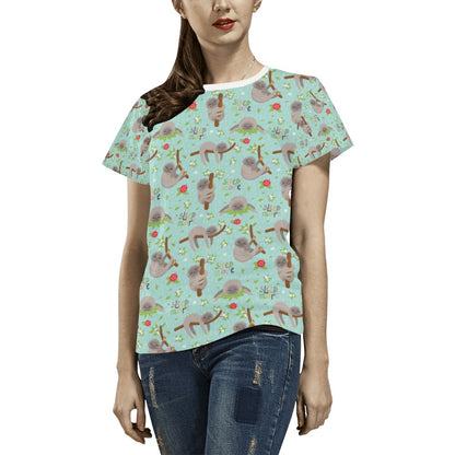 Sloth Print Design LKS305 Women's  T-shirt