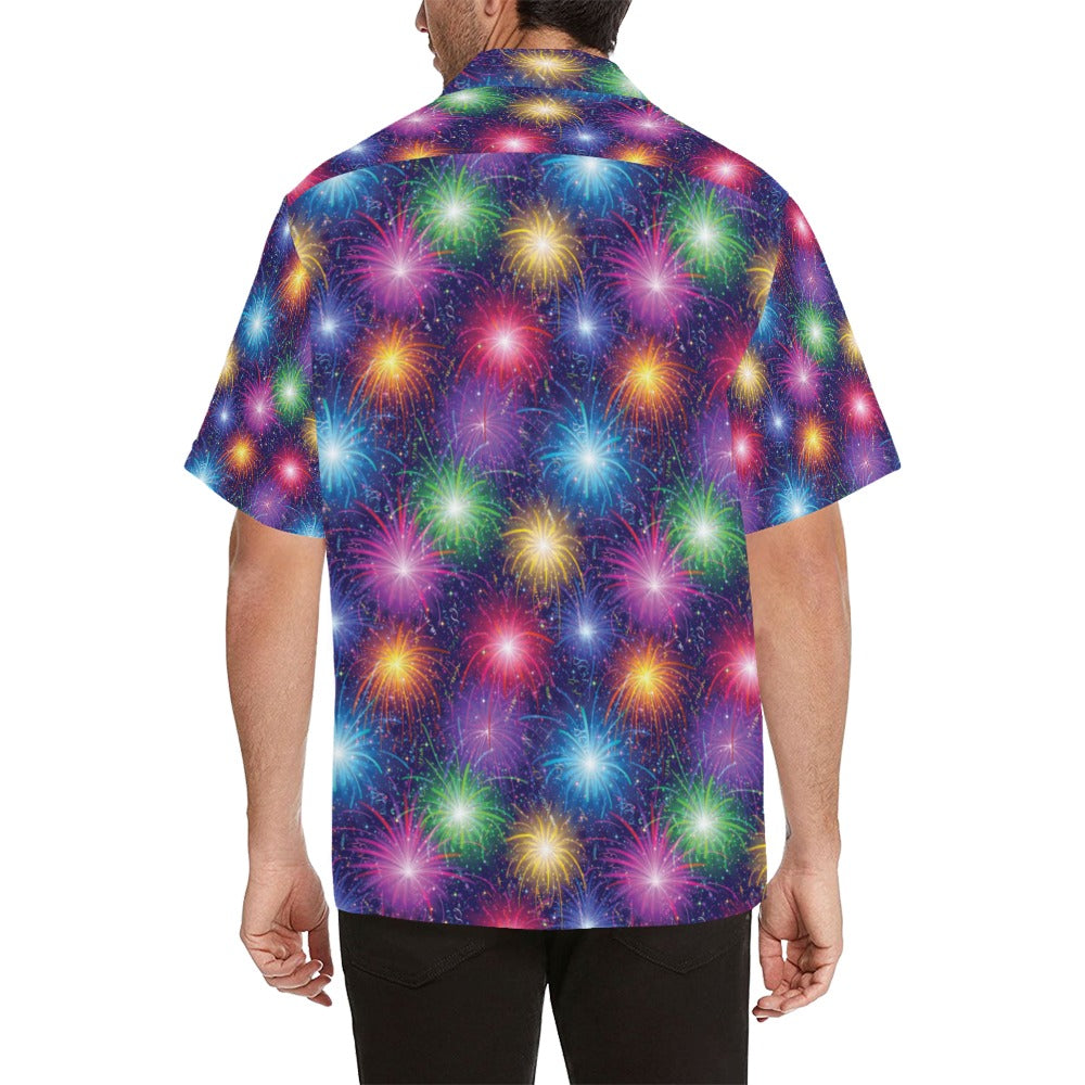 Firework Colorful Print Design LKS301 Men's Hawaiian Shirt