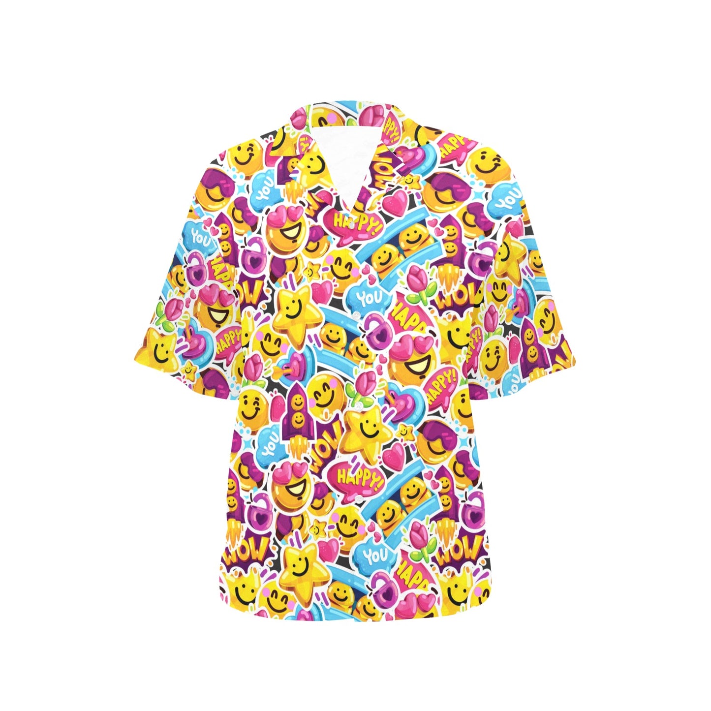 Emoji Sticker Print Pattern Women's Hawaiian Shirt