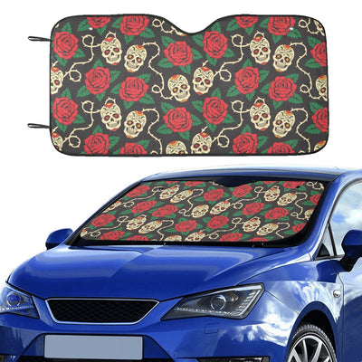 Sugar Skull Red Rose Print Design LKS301 Car front Windshield Sun Shade