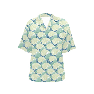 Wave Japan Style Print Design LKS302 Women's Hawaiian Shirt