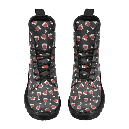 Wine Glass Print Design LKS303 Women's Boots