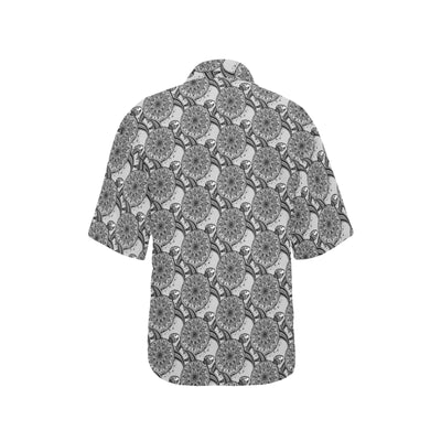 Tribal Turtle Polynesian Themed Print Women's Hawaiian Shirt