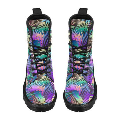 Neon Flower Tropical Palm Leaves Women's Boots
