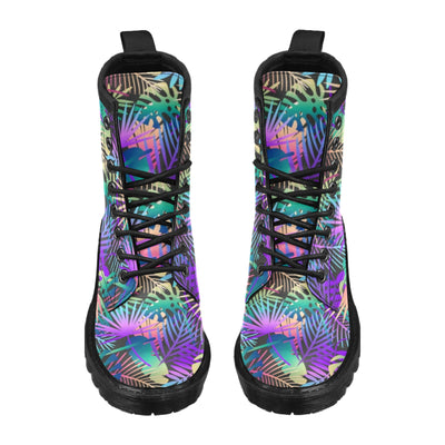 Neon Flower Tropical Palm Leaves Women's Boots