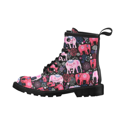 Pink Elephant Pattern Women's Boots