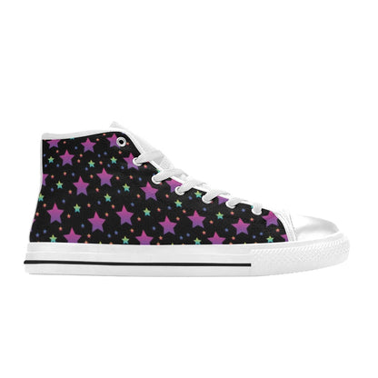Star Print Design LKS305 High Top Women's White Shoes