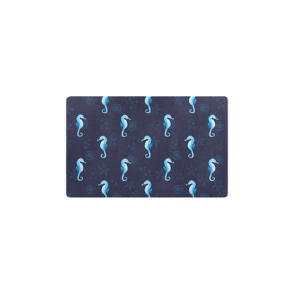 SeaHorse Blue neon Pattern Print Design 03 Kitchen Mat