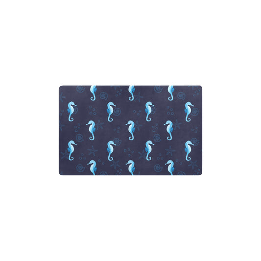 SeaHorse Blue neon Pattern Print Design 03 Kitchen Mat