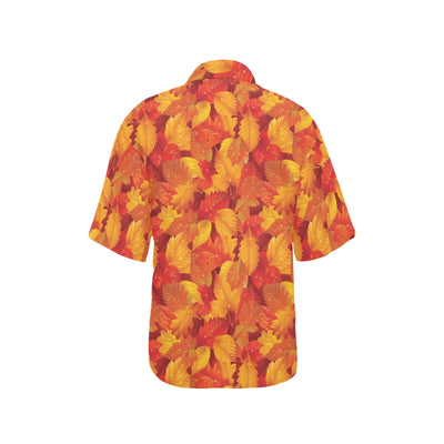 Elm Leave Autum Print Pattern Women's Hawaiian Shirt