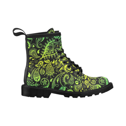 Paisley Green Design Print Women's Boots