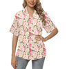 Bird Butterfly Pink Flower Print Pattern Women's Hawaiian Shirt