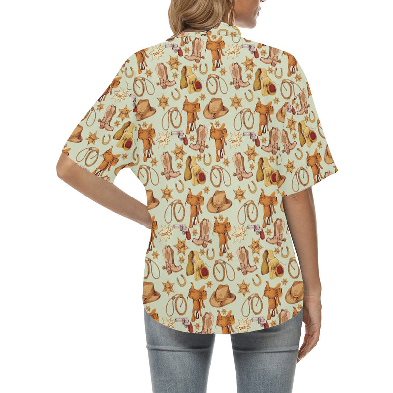 Western Cowboy Design Pattern Women's Hawaiian Shirt