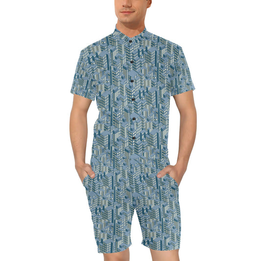 City  Pattern Print Design 01 Men's Romper