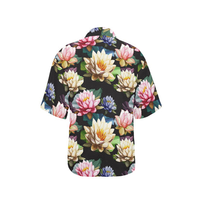 Water Lily Pattern Print Design WL02 Women's Hawaiian Shirt
