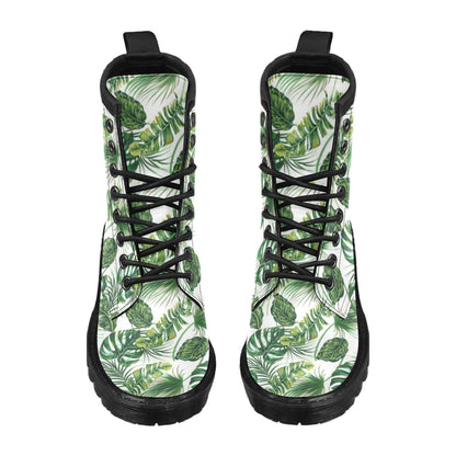 Green Pattern Tropical Palm Leaves Women's Boots