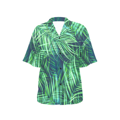 Palm Leaves Pattern Print Design PL02 Women's Hawaiian Shirt