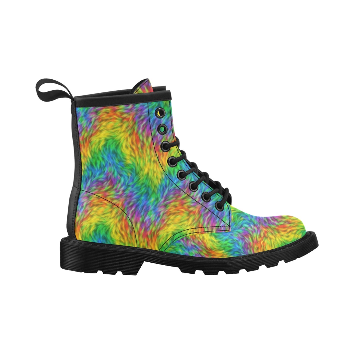 Rainbow Fur Design Print Women's Boots