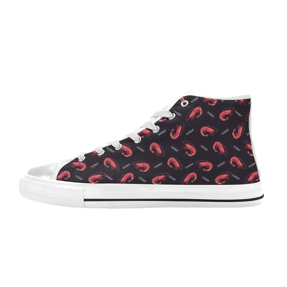 Shrimp Print Design LKS302 High Top Women's White Shoes
