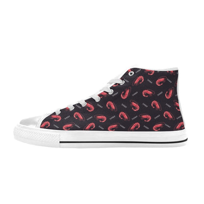 Shrimp Print Design LKS302 High Top Women's White Shoes