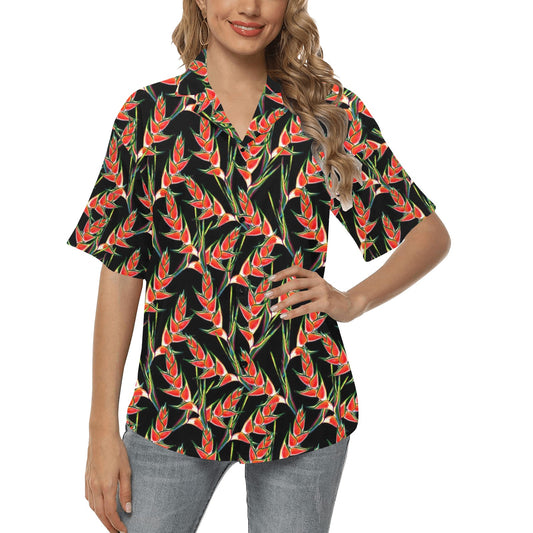 Heliconia Pattern Print Design HL010 Women's Hawaiian Shirt