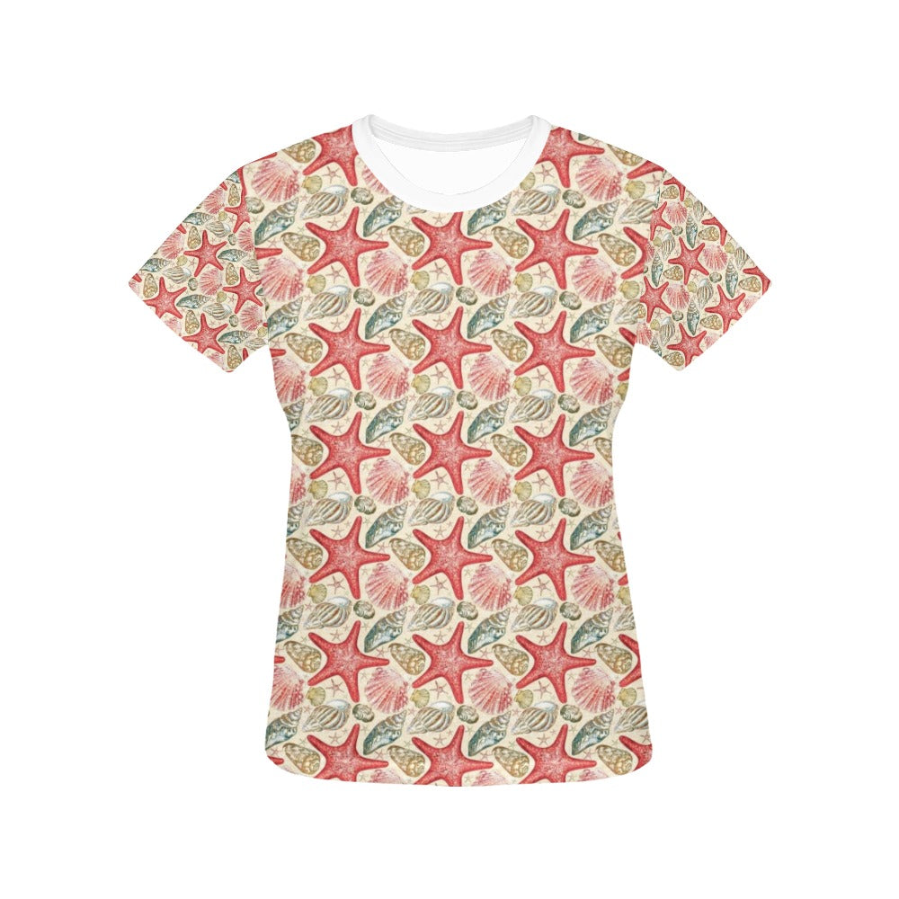 Seashell Print Design LKS301 Women's  T-shirt