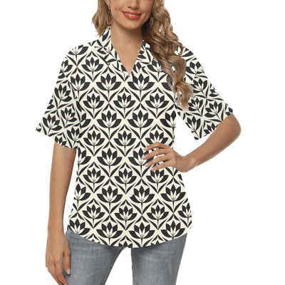 Lotus Pattern Print Women's Hawaiian Shirt