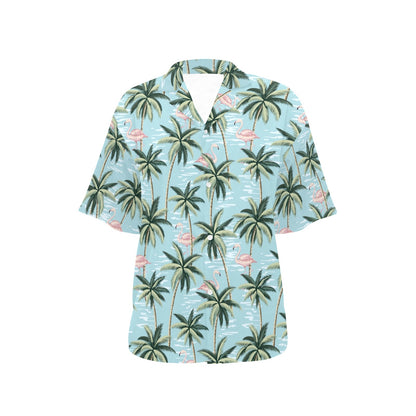 Palm Tree Pattern Print Design PT05 Women's Hawaiian Shirt