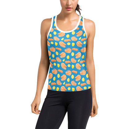 Salmon Steak With Lemon Print Design LKS308 Women's Racerback Tank Top