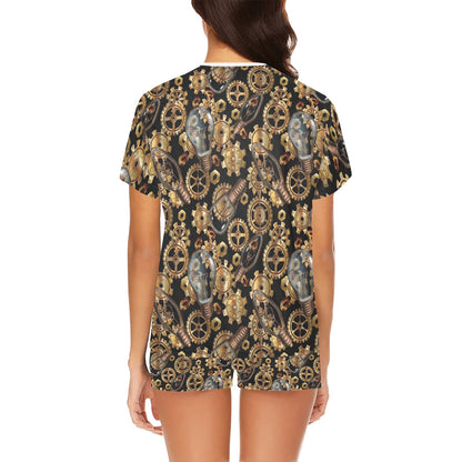 Steampunk Lightbulb Print Design LKS304 Women's Short Pajama Set
